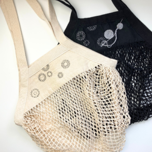 EMBROIDERY KIT Sashiko Circles Organic Net Market Bags - JUNIPER KIT