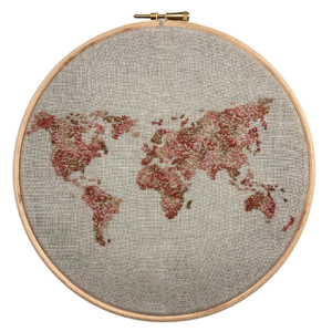 EMBROIDERY KIT Sashiko World Map MUNDUS Natural Blush