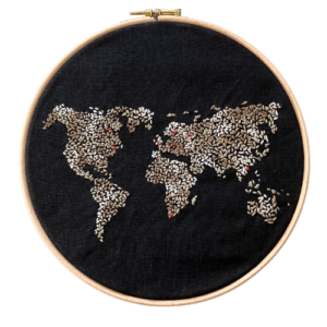 EMBROIDERY KIT Sashiko World Map MUNDUS Black Sands