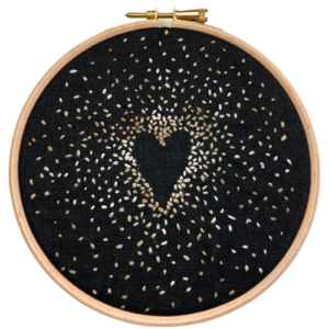 EMBROIDERY KIT Sashiko Heart COEUR Sands on Black Linen